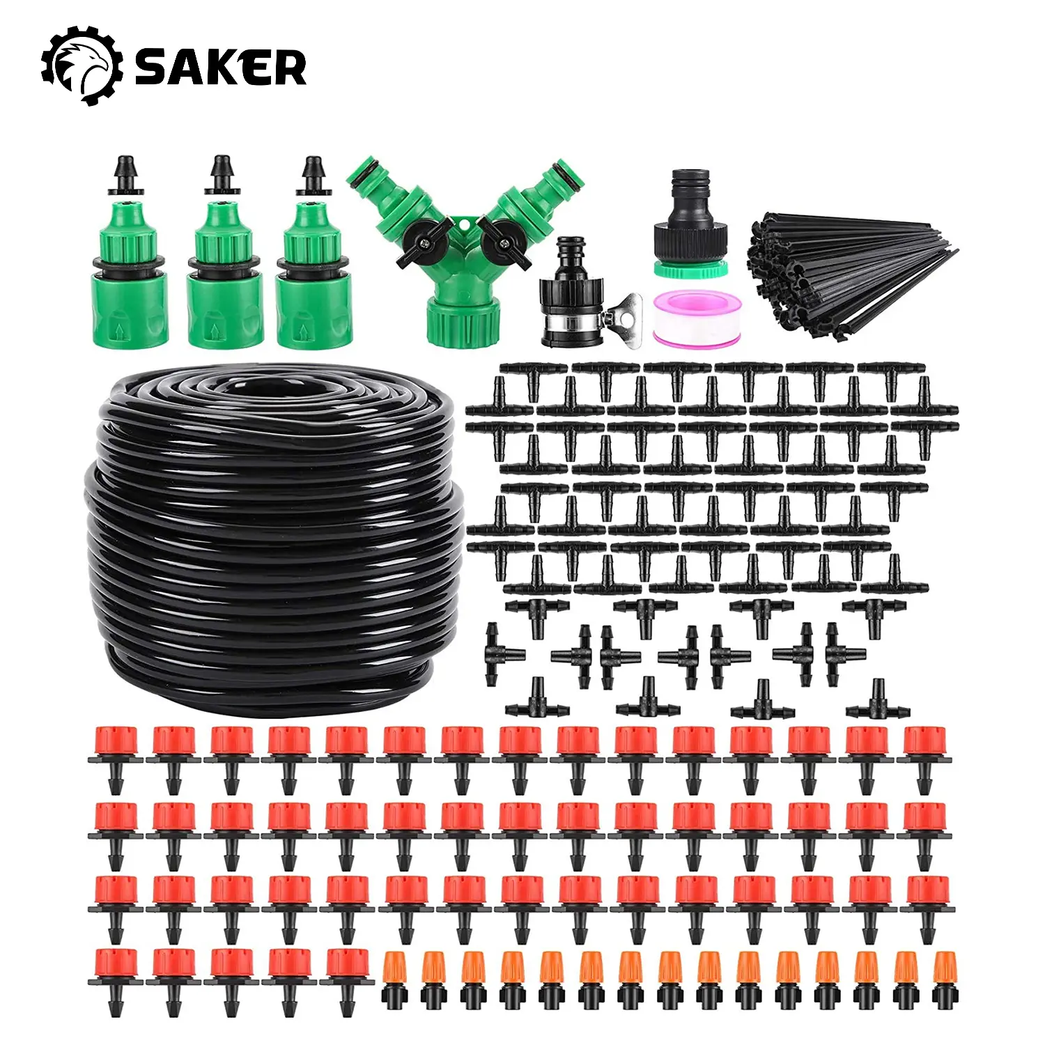 Sakerplus Garden Irrigation Pro Kit - 164-Foot Drip System for 140 Sq Ft, Water-Saving, Precise Irrigation, Easy Setup, No Digging, Ideal for Gardens & Lawns