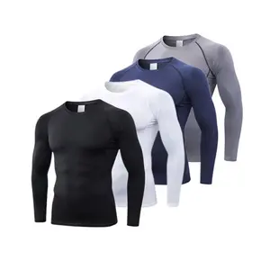 Compression Tops Gym T Shirt Men Fitness Tight Bodybuilding Sports T-Shirt Quick Dry Running Long Sleeve