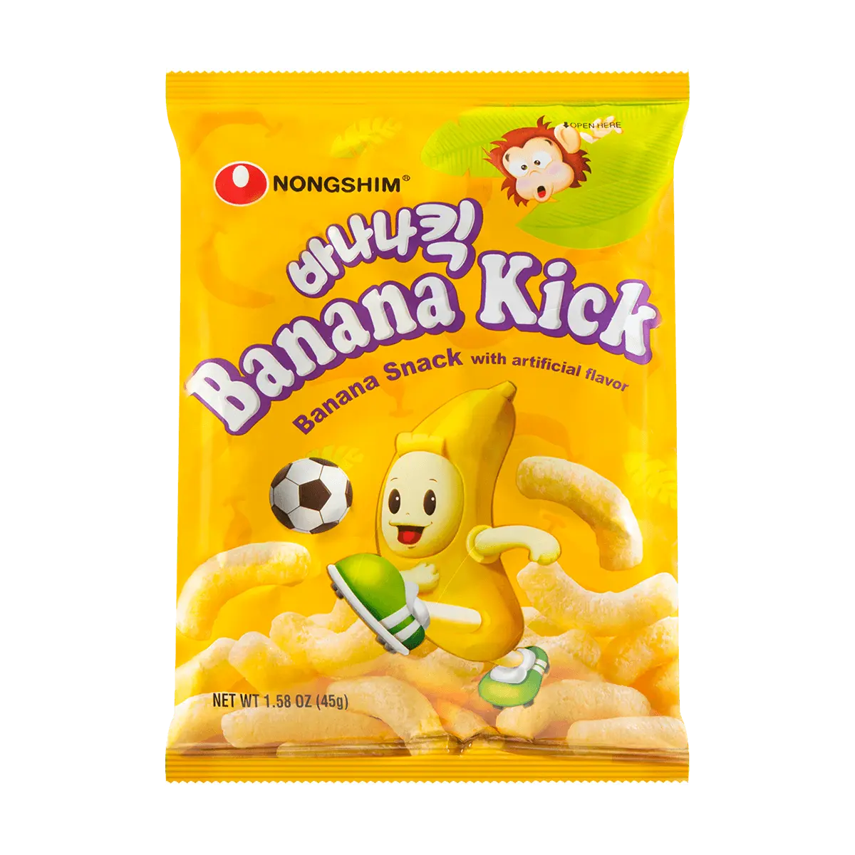 NONGSHIM Korean BANANA KICK Natural Banana Chips 45g - Healthy Snack, Gluten-Free, Vegan Treat