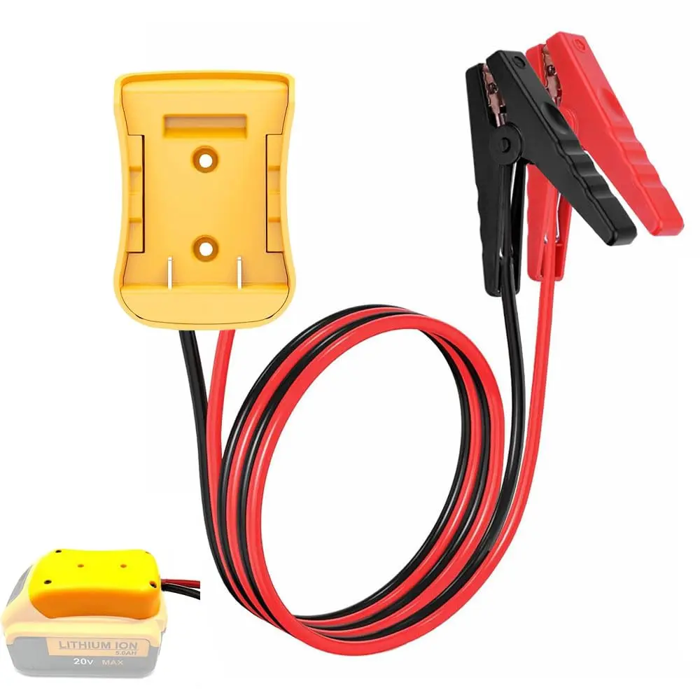 8AWG 2FT Automotive Jumper Cables with Adapter for DEWALT 20V Tools, 12-24V Silica Gel ABS Plastic Light Pickups Booster Cables, Durable & Safe Design, 392°F (200°C) Temperature Resistance