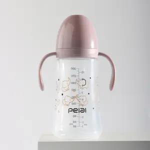Baby PP Plastic Bottle Silicone Nipple with Handle, Feeding Baby Water Bottle with Gravity Ball, Drink Milk and Water Any Position