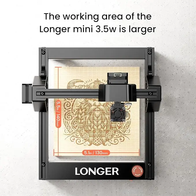 LONGER Ray5 Mini Laser Engraver, 2.5W Portable Laser Engraving & Cutter, 0.04mm Ultra Precision for Wood, Acrylic, Leather, DIY & Beginner Friendly, 140x130mm Work Area, WiFi Compatible