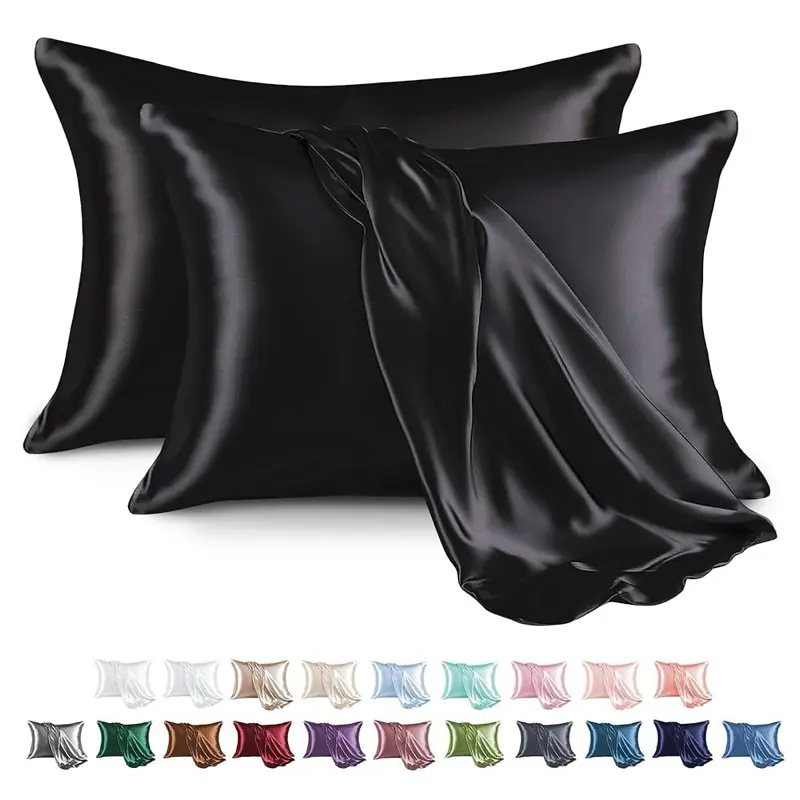 LAASANI 2-Pack Antiallergenic Flat Weave Silk Satin Pillowcases, Silk-Like Bedding for Hair and Skin, Silky Soft Luxurious Envelope Closure Cases for Bedroom Decor, Night Routine, Decor Inspo (All Colors Available)