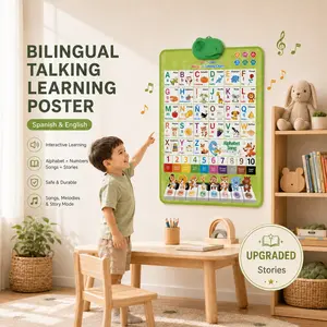Bilingual English–Spanish Talking Wall Chart for Kids Ages 1–6 | Interactive Early Learning Poster with Songs, ABCs, Numbers, Words & Fun Educational Games for Home, Preschool & Classroom
