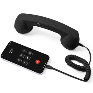 Wired Type-C Mobile Calls Telephones Receiver Antique Style Call Accessory Plug Play Clear Calls Handset Headset Companion phone receiver funny gadget
