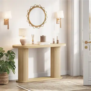 Fluted Console Table, 42.5 Inch Narrow Wood Entryway Table with Storage Shelf, Sofa Table Behind the Couch, for Hallway, Living Room, Foyer, Entrance