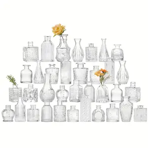 TOMNK 9/12/24/36/54pcs Bud Vase, Wedding Centerpieces For Tables, Mini Clear Bud Vases For Flowers, Small Flower Vases Suitable For Birthday Party, Anniversary, Wedding, Home Table Deco, Multiple Sizes, For Mother'S Day