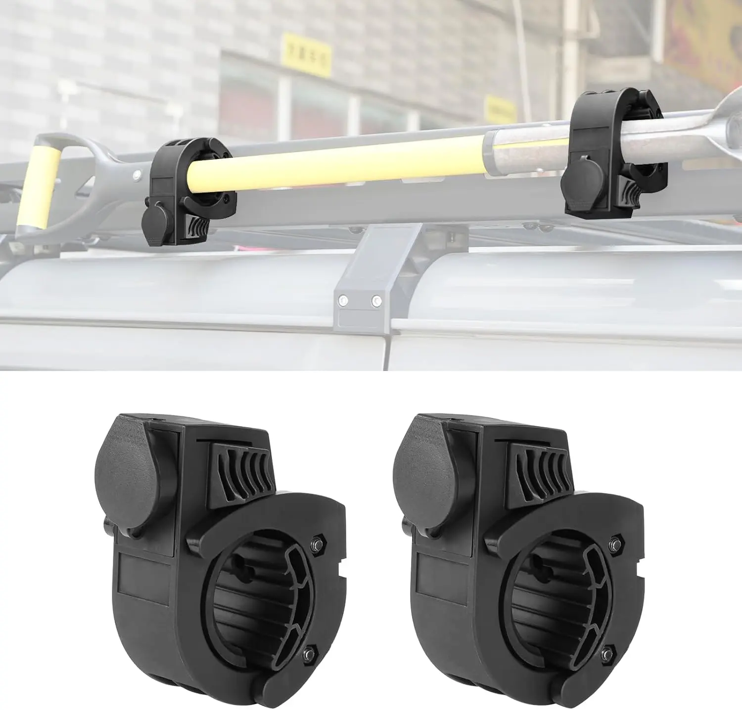 2-Pack Shovel Holders with Secure Locking Mechanism, 2 Mounting Brackets with Durable Rubber Clamps, Fits 0.79"-1.79" Diameter Tool Handles, Offroad Universal Fit for Trucks, UTVs