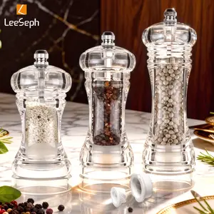 Leeseph Pepper Grinder, Acrylic Clear Salt and Pepper Shakers, Adjustable Coarseness, Ceramic Rotor, Kitchen Accessories, Durable Design, Kitchen Gadgets, Kitchenware, Spice