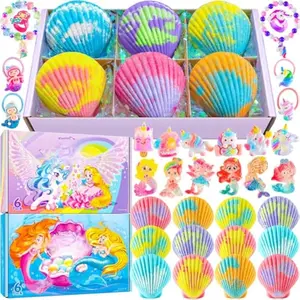 Kids Bath Bombs with Surprise Toys Inside - 12 Pack Mermaid Themed Fizzy Bombs with Sea Animal Toys, Fruity Scents for Girls & Boys, Easter Christmas Birthday Gift