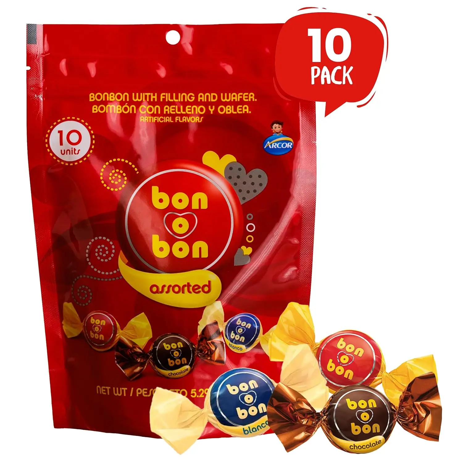 Bon o Bon Truffle Snack Pouch - 5.29 oz Milk Strawberry Dessert, 9.52 oz Dark Coconut Cocoa Creamy Treat, White Chocolate Covered