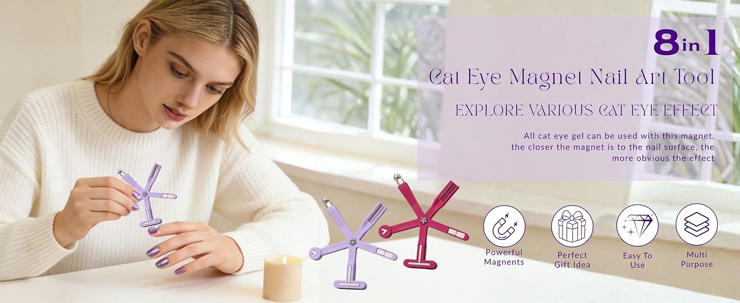 Nail Polish Magnet, 6-in-1 Cat Eye Magnet Kit for Nails, 3-in-1 Nail Polish Magnet Nail Art Tools with 5 Magic Design Plates, For Home DIY & Salon Use, Create Salon Looks Easily Nail Polish Magnet, 6-in-1 Cat Eye Magnet Kit for Nails, 3-in-1 Nail Polish Magnet Nail Art Tools with 5 Magic Design Plates, For Home DIY & Salon Use, Create Salon Looks Easily