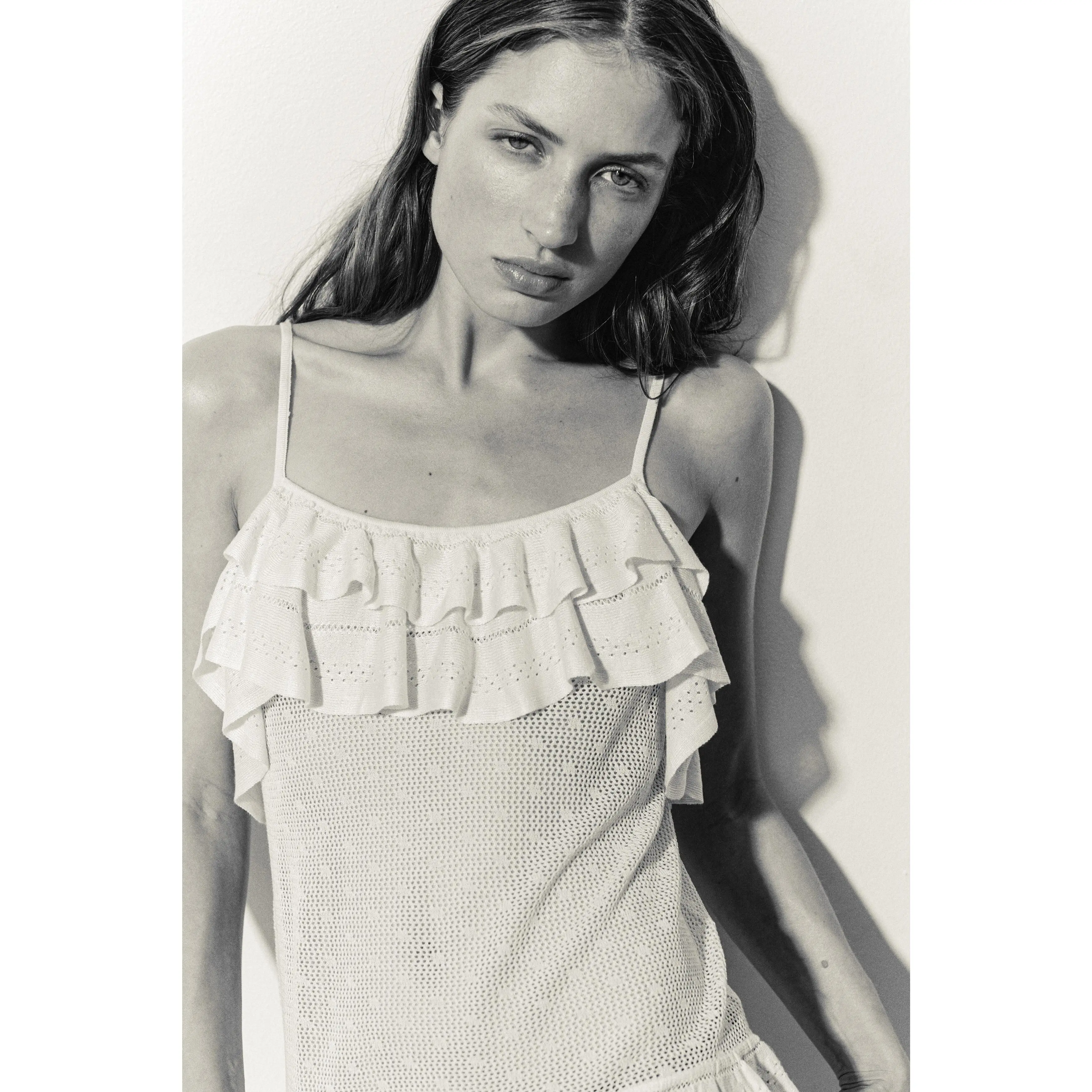 H&M Flounced pointelle-knit top