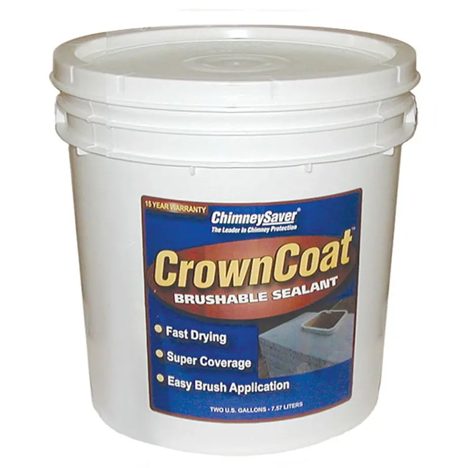 Saver Systems 300010 Elastomeric Chimney Crown Coating, 5 gal Brushable Gray Sealant - Environmentally Friendly for Chimney, Applies 2 Coats, Cures 2-4 Hours, Apply Two Coats