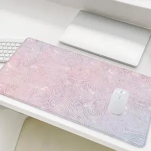 Pastel Swirl Abstract Line Minimalist Art Mouse Pad, Non-slip Rubber Base Stitched Edge Desk Pad, Office Desk Accessories for Laptop Desktop