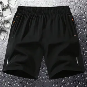 Men’s sports  , solid color, side zippered pockets, drawstring  waistband, suitable for outdoor sports, fitness, running, and  wear; men’s , menswear, summer clothing, gift for him, Quick-Dry Elastic Athletic Shorts Set Casual Breathable