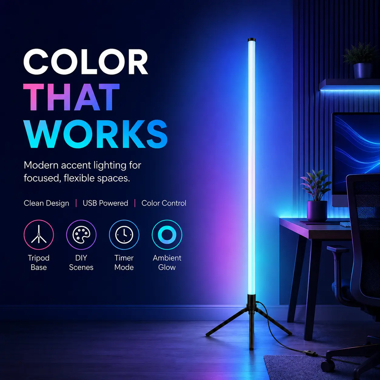 1PC/2PCS RGBIC Corner Glow Floor Lamp, Slim Triangle LED Standing Light with App & Remote Control, Custom Color Display, Brightness Adjustment and Timer for Bedroom, Gaming Area & Living Space