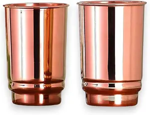 Pure Copper Drinking Cups - Ayurvedic Health Tumblers – 2 pcs. set -LACQUER Free | 350 Ml. (11.8 US Fl Oz) Traveller's Copper Cups for Ayurveda Health Benefits