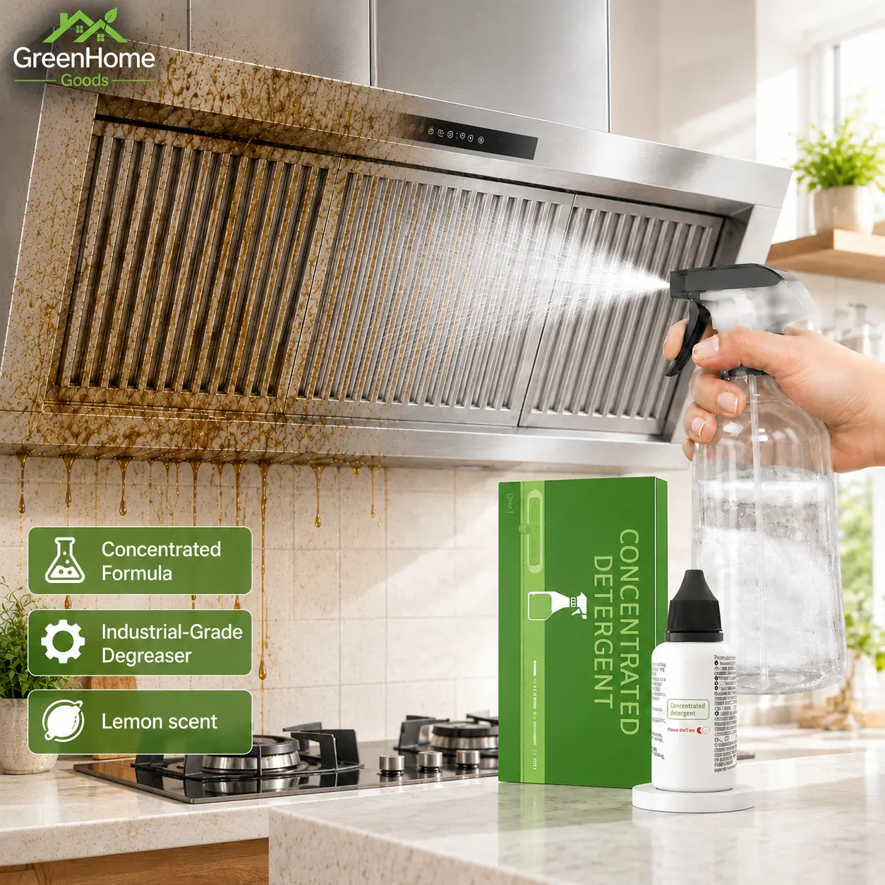Lemon-Scented Multi-Purpose Concentrated Cleaner, 5-Pack (30ml Each) - Powerful Stain Removal & Disinfection, Eco-Friendly Formula, Ideal for Kitchen Grease & Floor Tiles, Dilutable for Multiple Uses