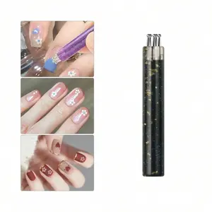5 in 1 Nail Art Dotting Pen Tool Multi Head Dotting Pen Nail Painting Brush Acrylic Handle Multiple Colors One Stroke Petal Flower Pattern DIY Manicure Tool Polka Dot and Floral Design Multi Use Nail Art Tools Nail Art Brushes