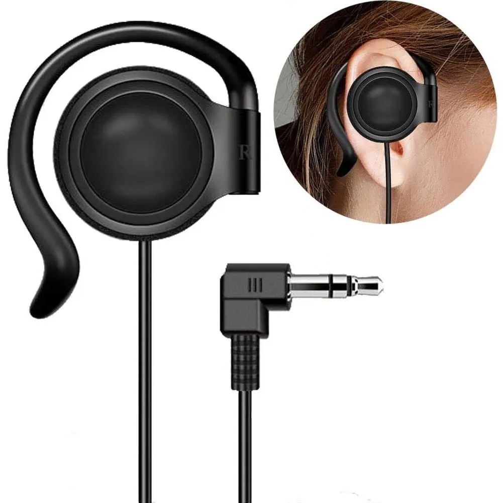 Wired Single Headphones 3.5mm Right-Side Earphone One Ear Ear-Hook Headphone for EXD-101 ATG-100T Wireless Tour Guide Receiver Radio Podcast Laptop MP3 Ear Bud (Right-Side Earphone)