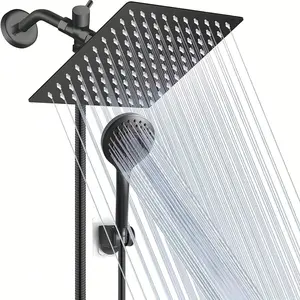 High-Pressure 3-Way Shower Combo, 8 Inch Rain Shower Head with 5 Settings Handheld Showerhead Combo, Powerful Low-pressure Water Shower Spray