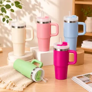 14oz Stainless Steel Insulated Tumbler Drinkware with Handle, Straw Lid, Double Wall Vacuum Flask, Travel Coffee Mug Water Bottle for Hot & Cold Drinks, Multiple Colors, Flasks