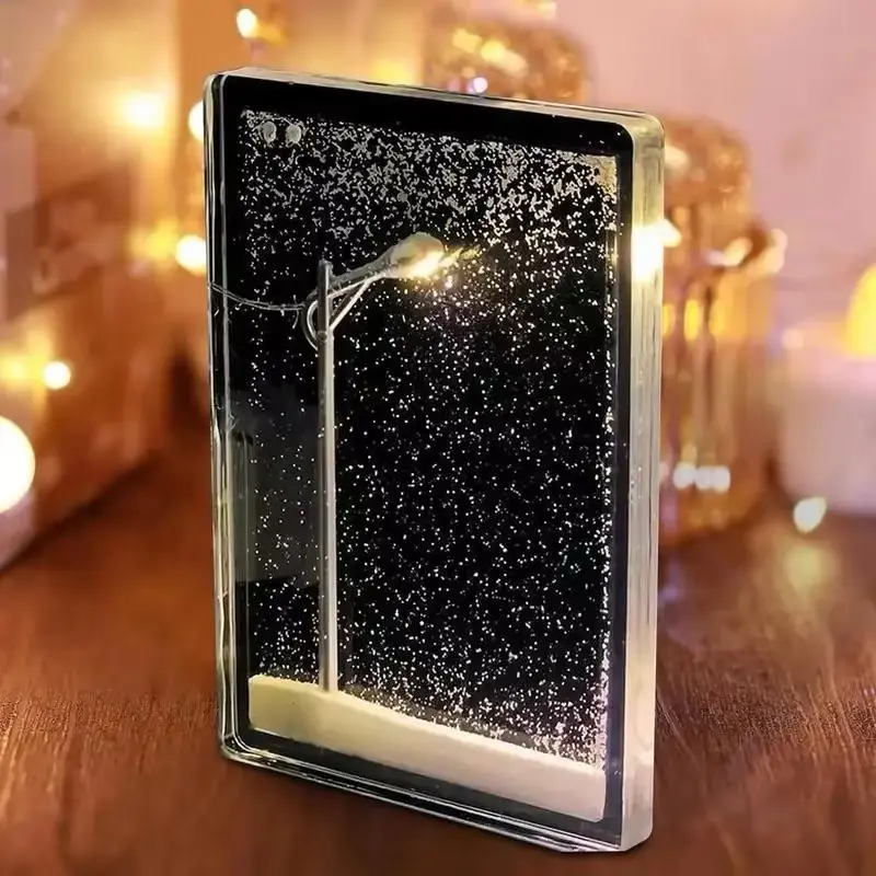 Snowy Night Street Lamp Design DIY Night Light, Battery Powered Desktop Decor For Birthday & Christmas, Ideal Gift For Girlfirends & Boyfriends