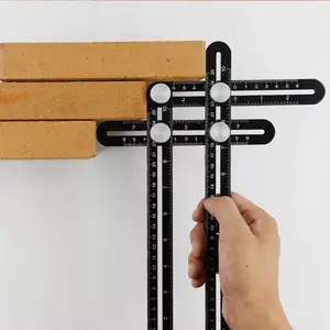 Adjustable Four-Fold Measuring Ruler, Universal Positioning Tool for Woodworking, Tilework, Diyers, Versatile Measurement Instrument