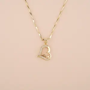 MEIITRUE 14K Gold Plated Cubic Zirconia Necklace for Women, Dainty Heart Pendant Necklace, Elegant Love Jewelry Gifts summerwins