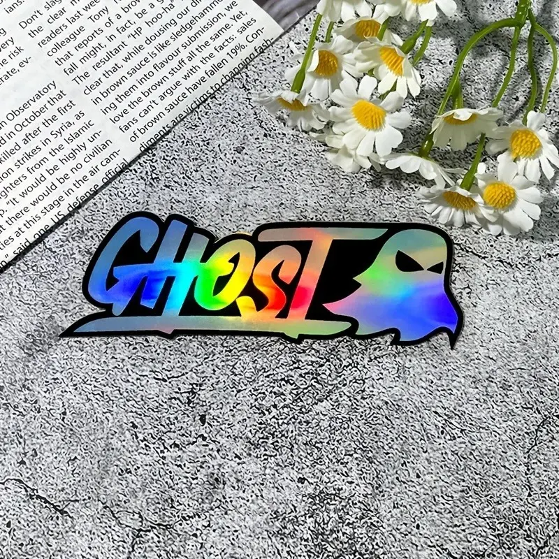 1pc GHOST Car Stickers, Funny Waterproof Vinyl Decals, Automotive Decals, Suitable for Auto Triangular Window, Side Body, Motorcycle Fuel Tank, Scooter, Laptop, Halloween Gift, Universal Car Sticker, Decal for Cars