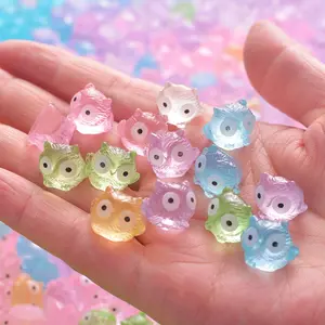 10/30/50Pcs Mini Resin Luminous Owl Cute Animal Design Glow in The Dark Tiny Figures Figurine Luminous Mini Fairy Garden DIY Birthday Party Ornament Accessories Charms Party Favors Resin Animal Ornaments