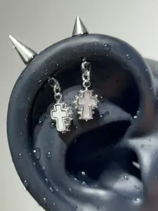 1pcs Punk Gothic Jewelry Spike Cross Stud Earrings, Unisex Fashion Demon Nail, Daily Wear, Holiday Gift, Graduation Season Present