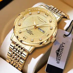 LANGQIES Men's  Luxruy Watch with Swiss Movement 42mm Dial Sapphire Crystal Stainless Steel Band Luminous Water-Resistant Dual Calendar Elegant Design