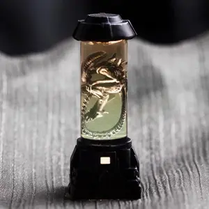 Alien Specimen Culture Tube Translucent Resin Artisan Keycap, 3D Inner Carving Design, Compatible with Cross-Switch Mechanical Keyboards, For Keyboard Personalization & Desktop Decoration, Single Unit