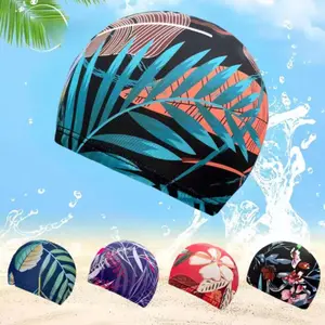 Swimming Cap for Long Hair Protection, Swim Bonnet, Elastic Pleated Design, No Head Restriction, Unisex Sport Swimming Hat for Women and Men