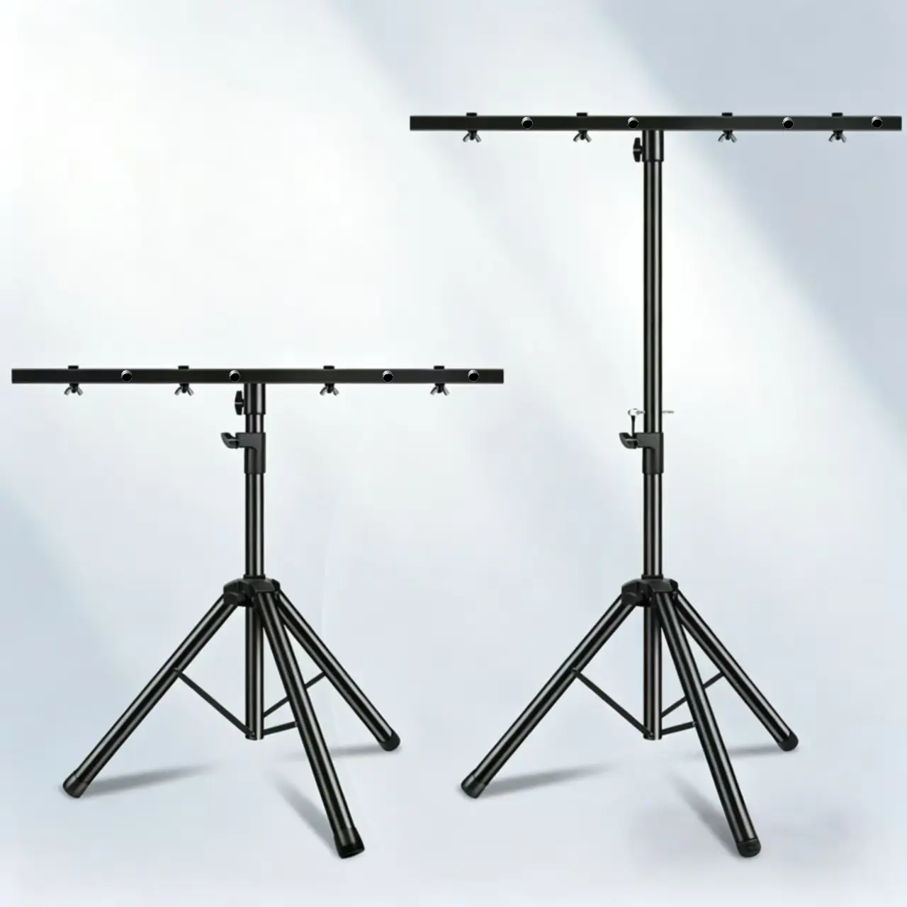 Iron Height Adjustable DJ Tripod Light Stand with Crossbar & Bars, Portable Heavy-Duty Stage Mount Equipment, Mobile Lighting Accessory for Party Lights, Ideal for Birthday, Wedding Events