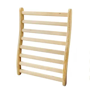 Natural Canadian Hemlock Solid Wood S-Shape Sauna Backrest, Curved Ergonomic Design with Hollow Mesh Massage Holes, Non-Toxic High-Temp Resistant, 300 Lbs Capacity, Ready-to-Use Sit-Down Commercial Salon Furniture (Sauna Room Essentials), Sit-Down Salon F