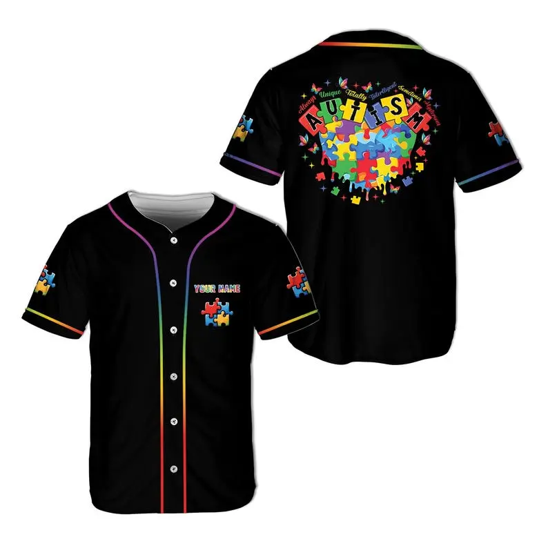 Personalized Autism Awareness Baseball Jersey, Custom Name Autism Baseball Jersey, Autism Support Baseball, Infinity Symbol Baseball Jersey