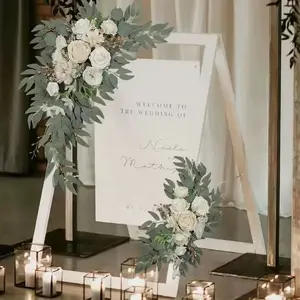 Wedding Arch Fake Flower Set 2 Pieces, Wedding Welcome Sign for Ceremony and Reception Background Decoration, Elegant Wedding Decorations