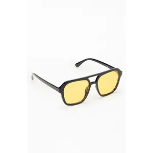 Pacsun Men's Black & Yellow Parker Aviator Sunglasses