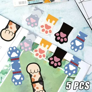 Cat Paw Magnetic Bookmark Set, Cartoon Cat Claws Reading Page Tag Clip Gift Hand Account Magnetic Bookmarks 5pcs