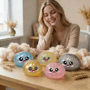 5 Pack Cute Glitter Steamed Bun Squishy Set | Slow Rising Stress Relief Fidget Toys For Kids & Adults