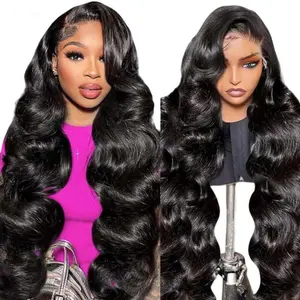 【Clearance Sale】Megeen Hair Straight 13x6 Lace Frontal Human Hair Wigs 200 Density Body Wave 13x4 Transparent Lace Front Wigs Pre Plucked Natural Black Color