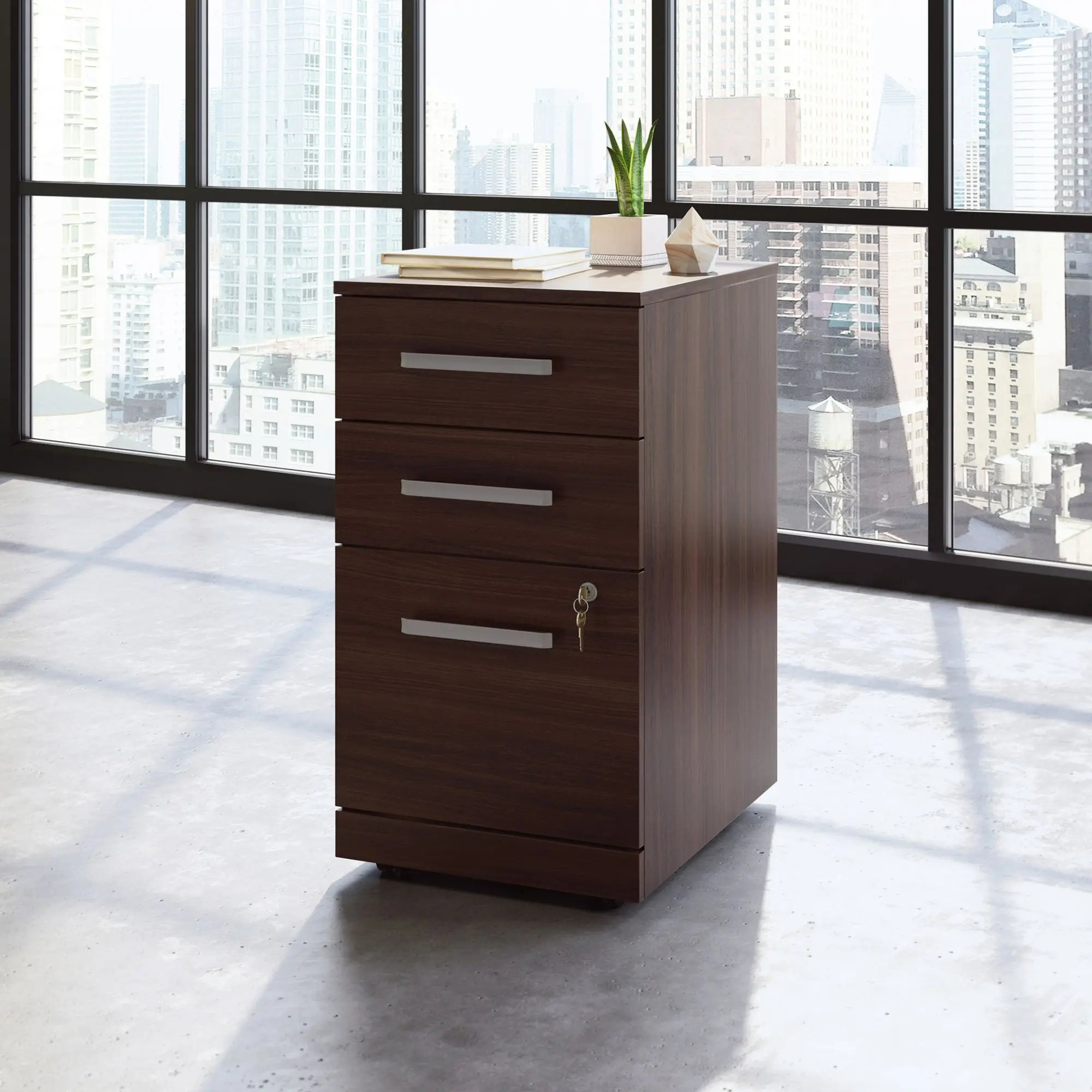 Sauder Affirm 3-Drawer Mobile Filing Cabinet with Locking Lower Drawer, Hidden Casters, Full Extension Slides, Safety Stops, Finished on All Sides & Assembly Required for Office Organization, 3-Drawer Storage