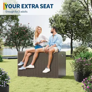 73 Gallon Patio Storage Box Waterproof Lockable, Outdoor Deck Boxs For Package Delivery, Resin Deck Box Container for Furniture Cushions, Garden Tools, Pool Accessories