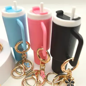 Mini Tumbler Keychain ,Cute Mini Cup Flower Charm for School Bag Backpack Gir Women，  Mother's Day gifts   Mini Tumbler Keychain ChapstickHolder Clip Pendant Jewellery Hoop