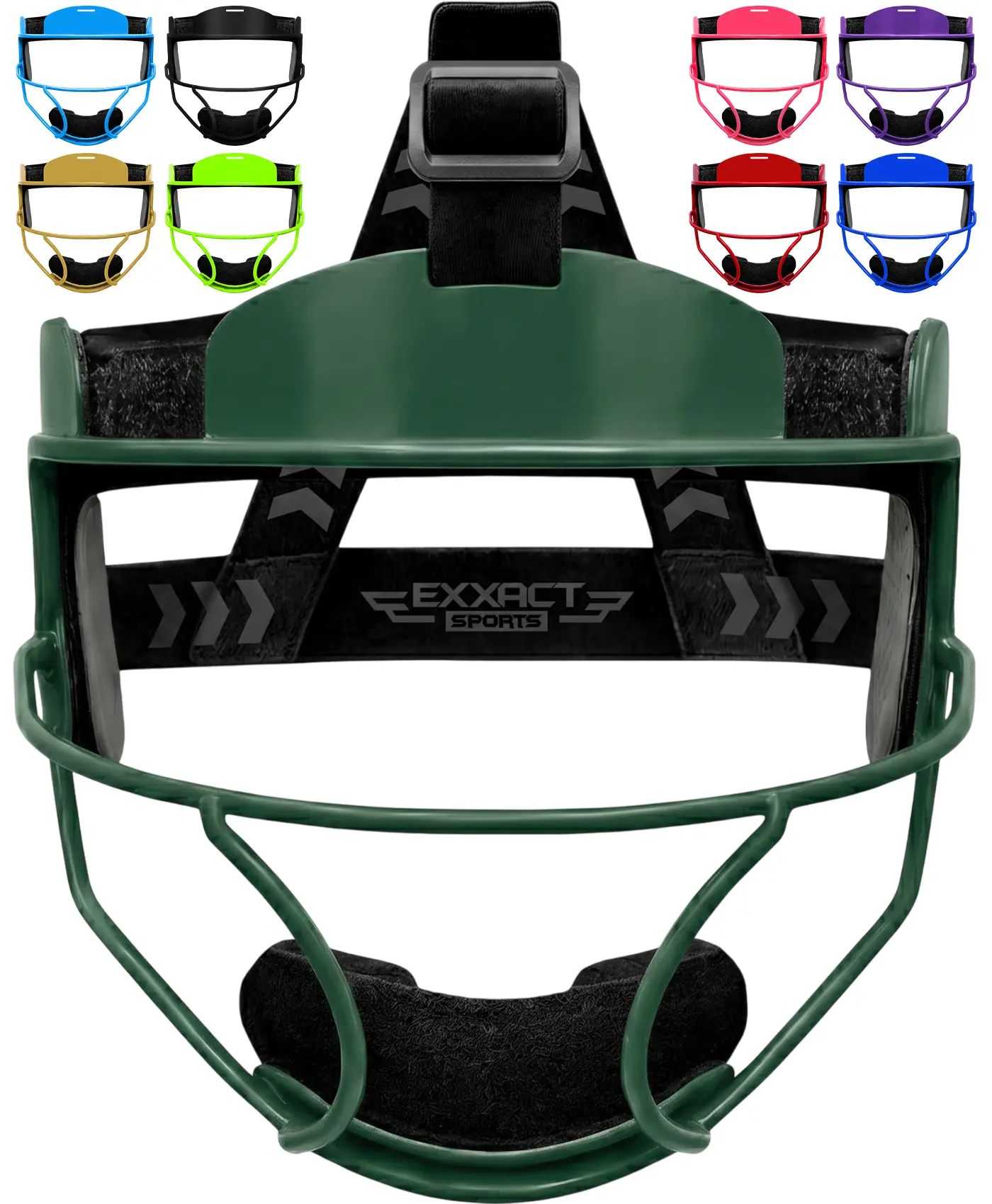 Exxact Sports Fielder's Mask for Women & Girls, Lightweight 342g Alloy Steel Face Guard for Softball & Baseball with Wide Peripheral Vision, EVA Foam Padding & Machine-Washable Liner, Adult, Youth