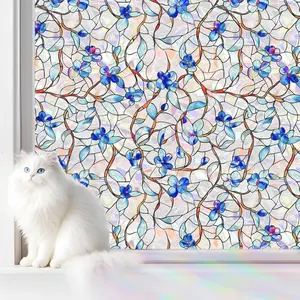 Rainbow Window Privacy Film,Heat Control,UV Blocking,Anti-Glare,Day & Night Privacy Protection & Decoration for Home, Bathroom,Glass Door,Static Cling,Renter-Friendly with Installation Tools