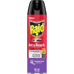 Raid Ant & Roach Killer Spray for Listed Bugs, Keeps Killing for Weeks, Lavender Scent, 17.5 oz